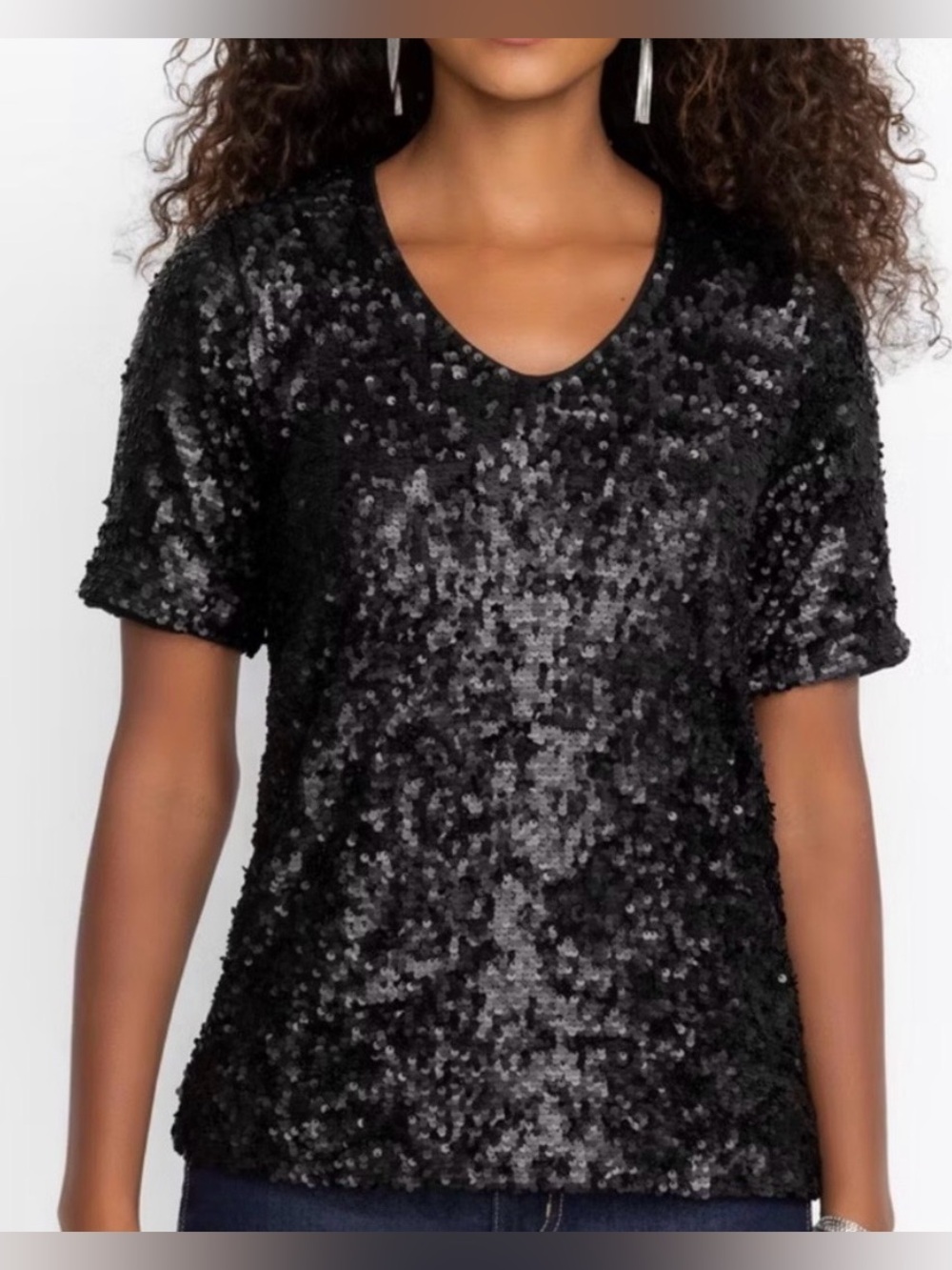 Johnny Was bradley sequin blouse black